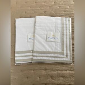 Matouk Allegro Pair King Shams Silver 600 TC Cotton Percale 21x36 MSRP $248 NWT